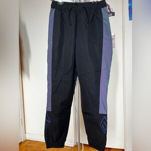Adidas neo black joggers with purple side stripes